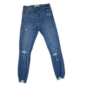 Abercrombie Fitch Highrise Ankle Jeans Size 2/26 Blue Stretch Skinny Distressed